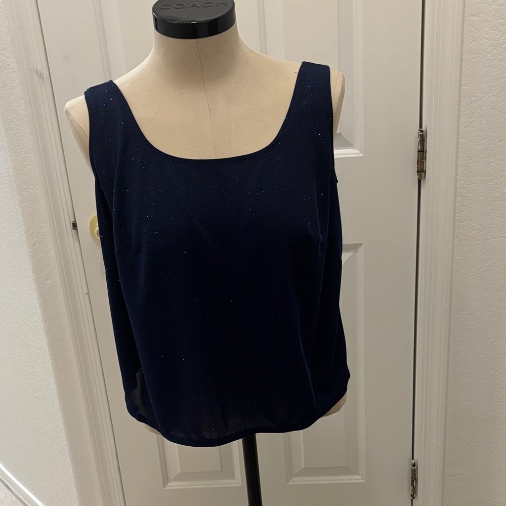 Alex Evenings Navy Glitter Blazer and Tank - Picture 2 of 10